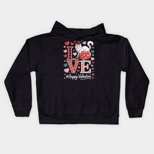LOVE Happy Valentine British Longhair Cat Valentine's Hat Kids Hoodie